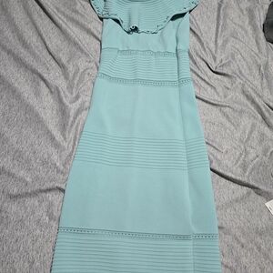 Bebe Strapless Aqua Dress